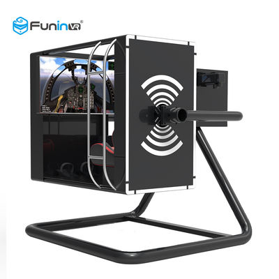 黒いバーチャル リアリティの飛行シミュレータの操縦室の屋外の遊園地装置